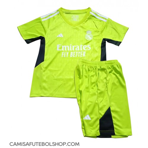 Camisa de time de futebol Real Madrid Goleiro Replicas 1º Equipamento Infantil 2023-24 Manga Curta (+ Calças curtas)